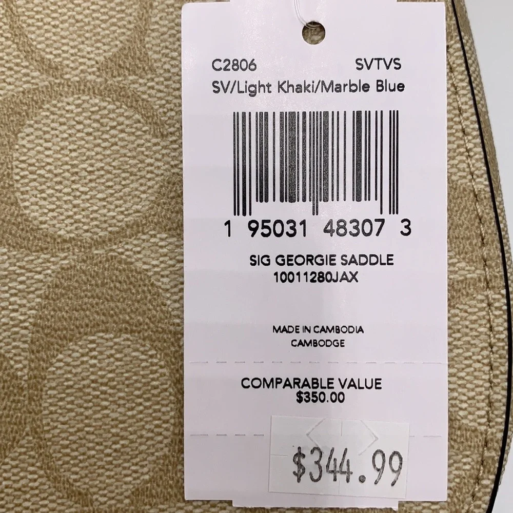 COACH Georgie Saddle Bag In Signature Canvas
Silver/Light Khaki/Marble NWT - Picture 15 of 16